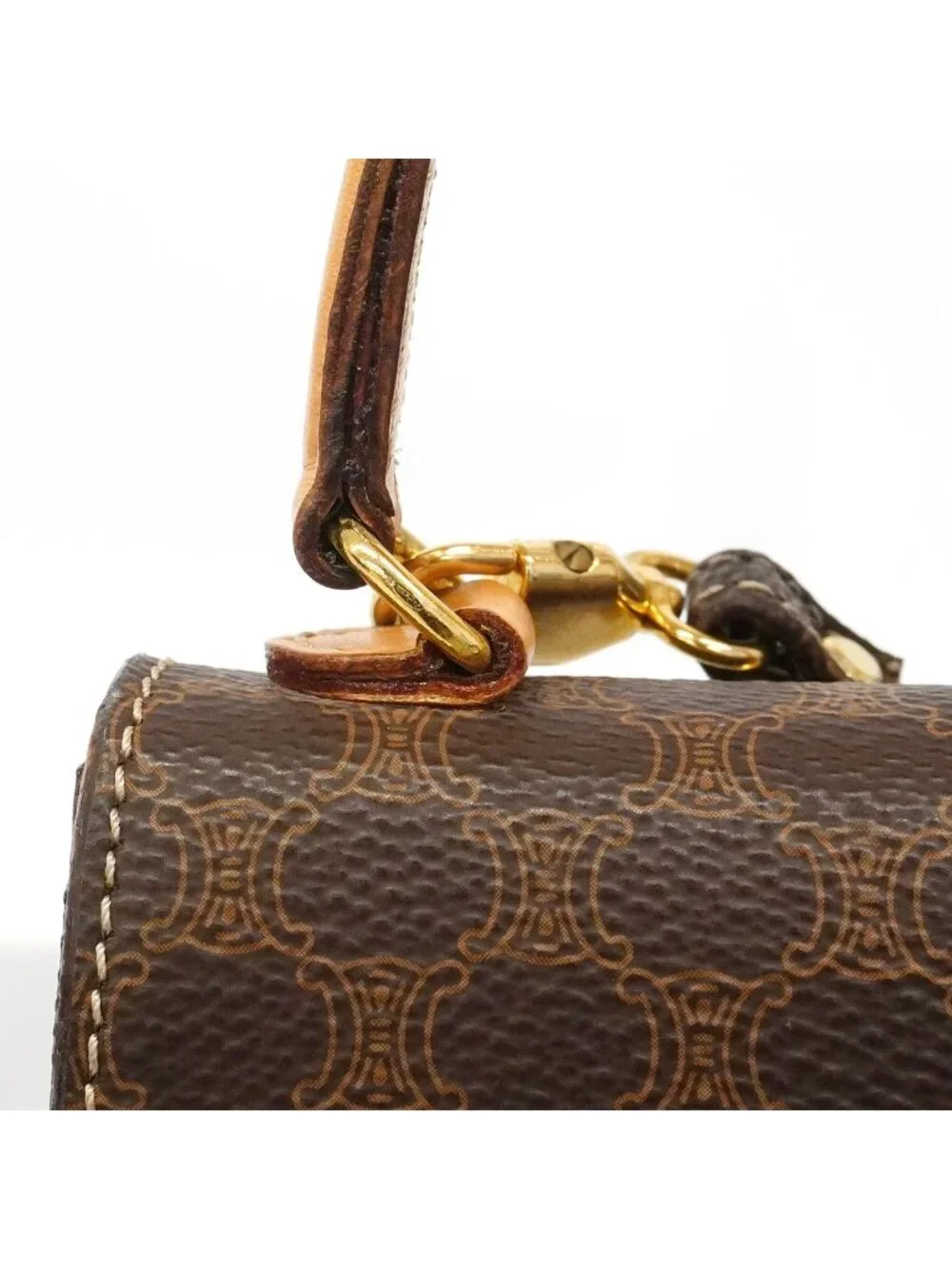 Celine Handbag Macadam Brown Gold 2-Way